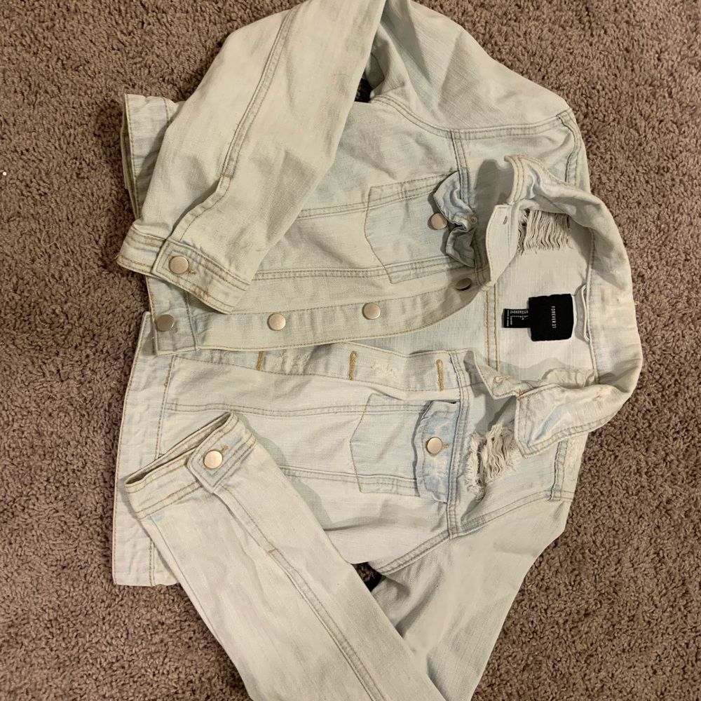 Forever 21 distressed light wash denim jacket